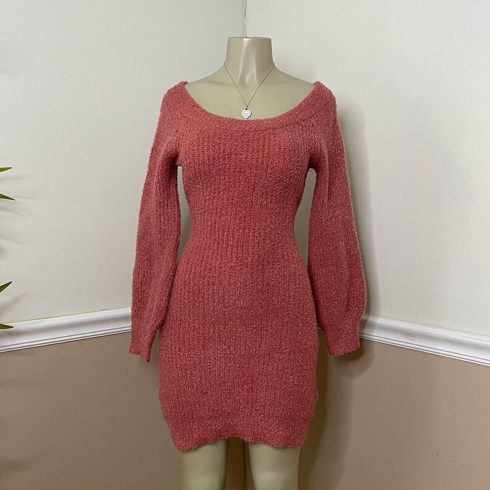 Almost Famous Women's Mauve Pink Knit Sweater Tunic Dress